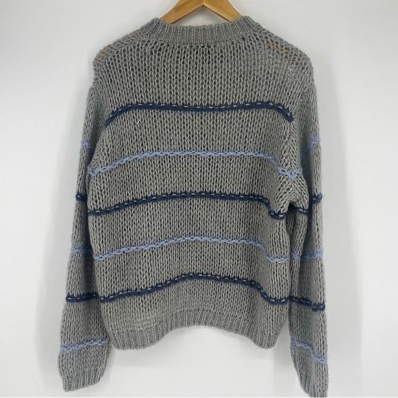 VICARIO CINQUE CREW-NECK MOHAIR SWEATER STRIPES GREY MARADA S/M oversized fit - Picture 8 of 12